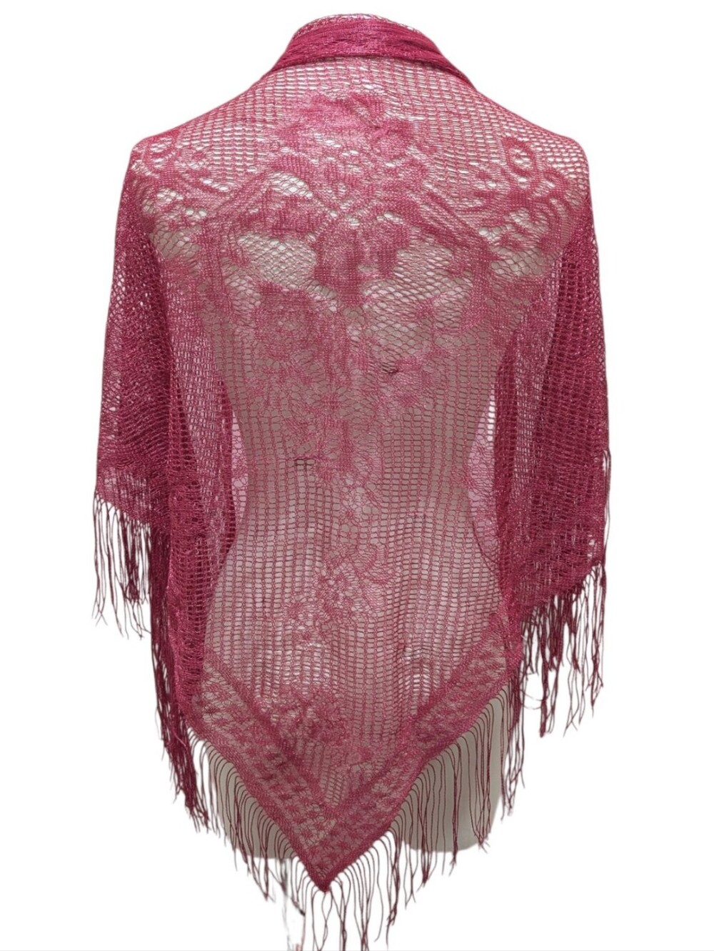 Y2K Magenta Floral Lace Shawl (One Size) ‼️Price is firm for this item‼️